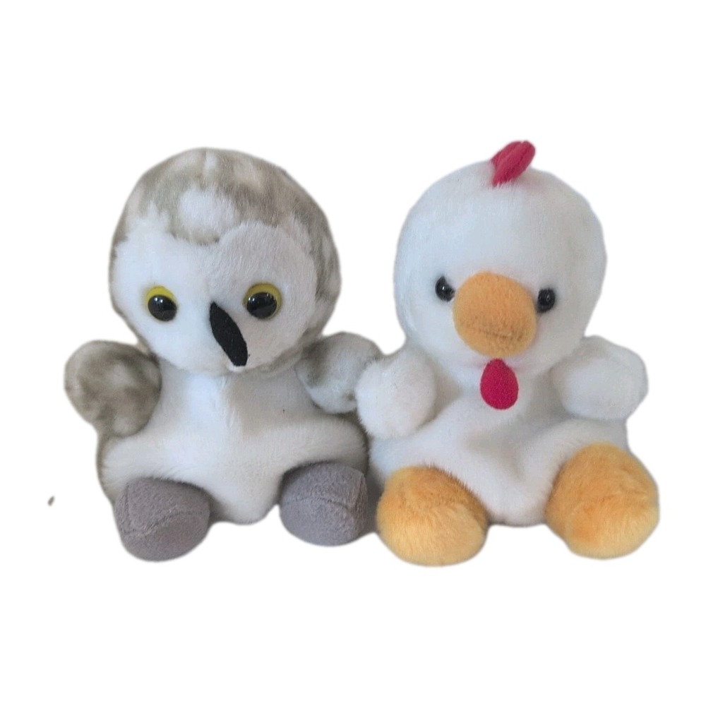 Aurora Soft‎ Toy - Palm Pals Snowy Owl & Cooper Chicken Lot 5"